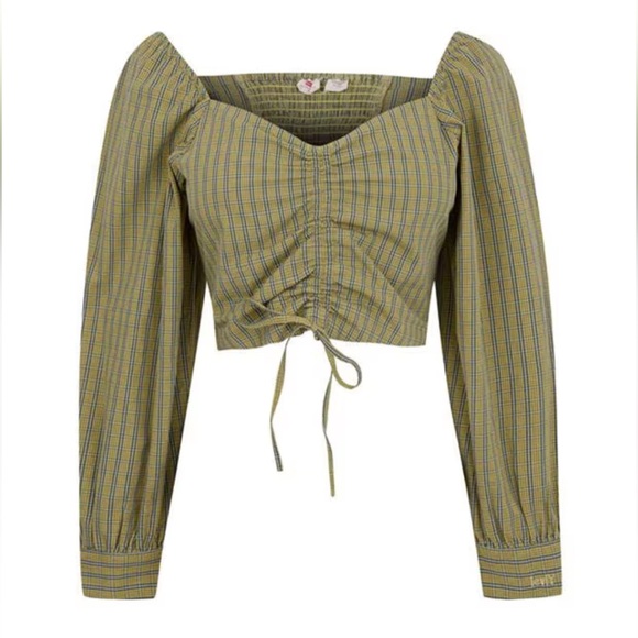 LEVIS Devin Blouse Plaid Top, Smocked back - Picture 11 of 11